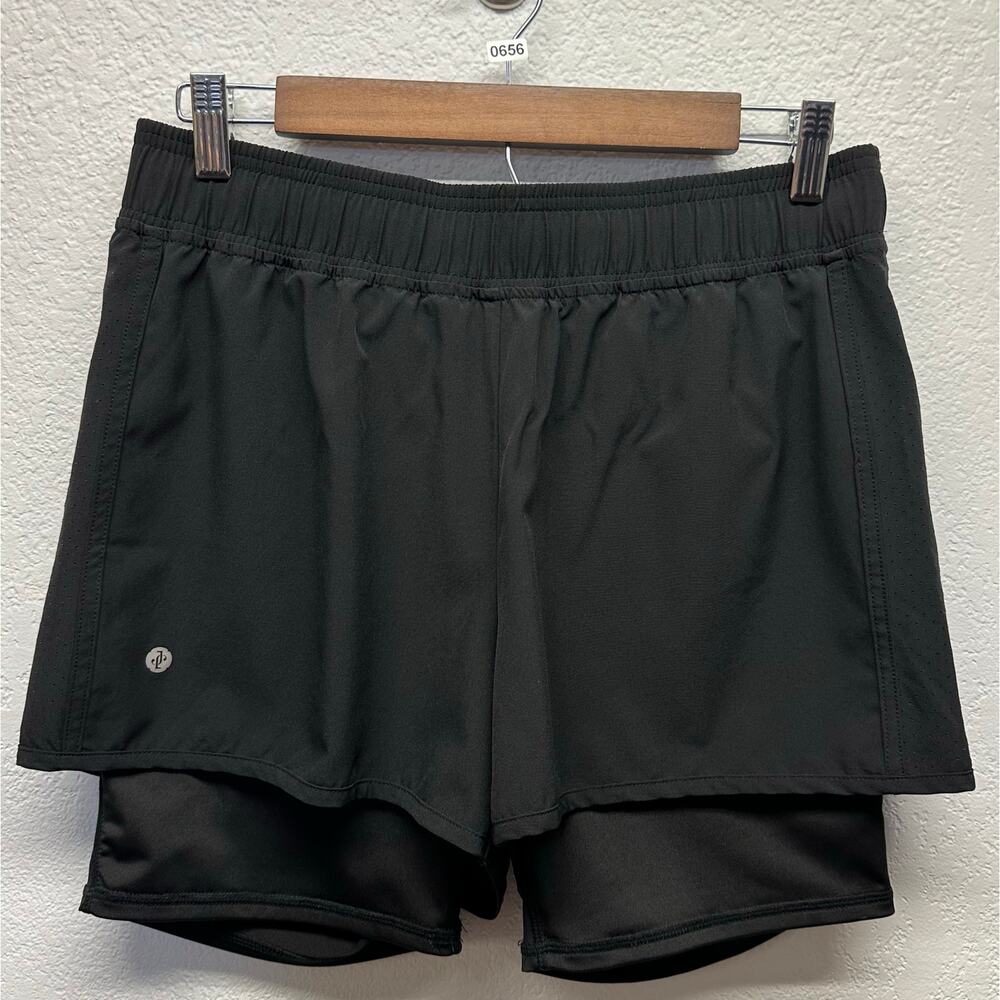 EUC, Jockey Women’s Sz M Black Layered Bike Short Elastic Waist One Pocket K656